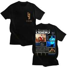 T-shirt de tournée d'album du rappeur LIDERJ pour hommes et femmes, mode pop, t-shirt en coton hip-hop décontracté, t-shirts d'été décontractés surdimensionnés - Blanc - Voir 1