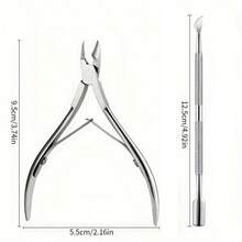 2pcs/Set Nail Cuticle Pusher/Cuticle Nipper, Dual-Head Stainless Steel Cuticle Cleaning Tool, Suitable For Removing Nail Polish Gel, Manicure And Pedicure Tools, Suitable For Fingernails And Toenails - Professional Durable Type - A - View 6