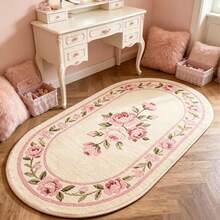 1pc Pink Floral Rug, Cute, Cozy, Thickened Carpet, Plush Rug, Autumn/Winter Rug, Decorative Rug, Bedroom Decor, Small Rug, Carpet, Home Decor, Living Room Rug, Living Room Small Rug, Bedroom Rug - Multicolor 1 - View 2