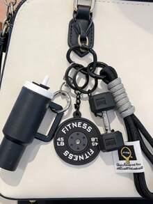 Fitness Set Lanyard PVC Fitness Series Soft Rubber Keychain Barbell And Dumbbell Decorative Pendant Bag Charm And Jewelry Accessory - Multicolor - View 6