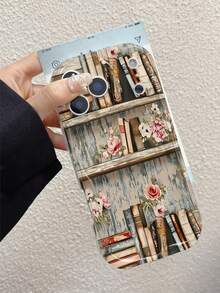 Étui de téléphone vintage avec étagère de livres remplie de vieux livres, étui de téléphone avec motif floral, étui de téléphone personnalisé, texture lisse et crémeuse, absorption des chocs par tampon de vague, antichoc, léger et anti-collision, pour iPhone 11 Pro Max/12/12 Pro/12 Pro Max/13/13 Pro/13 Pro Max/14/14 Plus/14 Pro/14 Pro Max/15/15 Plus/15 Pro/15 Pro Max/16/16 Plus/16 Pro/16 Pro Max/X/XS/XS Max/17/17 Pro/17 Pro Max/Air - Multicolore - Voir 1