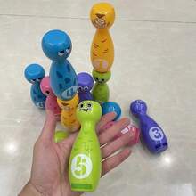 兒童保齡球玩具套組，適合室內外玩耍，附禮品盒，包含 10 個球瓶和 2 個球，適合 3 歲以上男孩女孩的理想生日禮物 - 彩色 - 查看 8