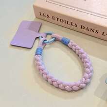 1pc Summer Fresh Dopamine Solid Color High-Quality New Handmade Woven Short Phone Lanyard Wrist Strap - Multicolor - View 7