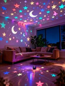 Cute Galaxy Projection Lamp, USB Powered Star Moon Night Light With Type-C Cable For Kids Room & Bedroom Decor - 多色光 - 查看 3