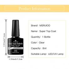 MSRUIOO 1 pieza 8ml Esmalte de uñas gel Super Top Coat, súper brillante, de larga duración por 45 días, función de base gel y top coat mate, esmalte de uñas gel removable para manicura y arte de uñas para casa y salón - Ver 11