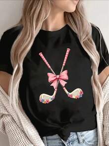 Ideal para ocasiones informales, camiseta con temática de lacrosse - Una camiseta de manga corta hecha de fibra de poliéster ligera, con un estampado de palo de lacrosse, adecuada para entus - Blanco - Ver 7
