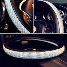 1pc Car Accessories Black/Silver Car Steering Wheel Cover, Rhinestone Car Steering Wheel Cover Without Inner Ring, Car Diamond Elastic Steering Wheel Cover, Full Rhinestone Car Steering Wheel Cover - One Size Fits All - View 9