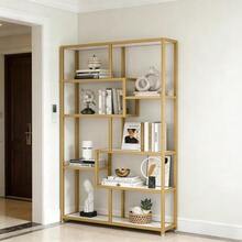 Open Shelves, Bookcase, Modern Freestanding Gold Shelf, Bookcase Display - Platinum - View 4