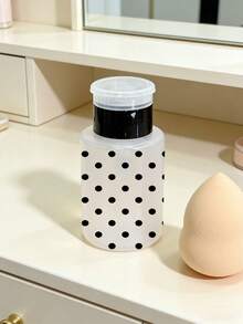 Cute Polka Dot Pattern Transparent Pet Reusable Travel Bottle, Makeup Remover Dispenser Bottle, Portable Pump Head Dispenser Bottle, Suitable For Nail Polish Remover, Toner And Makeup Remover, Round Top Design, Reusable, Makeup Remover Bottle, Travel Essential - Multicolor - View 2