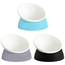 Ravitat 3Pcs Elevated Cat Food Bowl - Adjustable, Anti-Slip Anti-Noise, Protects Pet's Spine - Thickened Plastic, 17 Oz - Light Blue Black Grey - View 1
