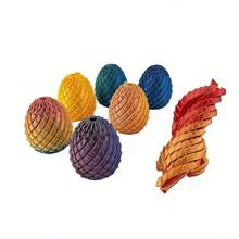 2pcs 3D Printed Movable Dragon Scale Dragon Egg Stress Relief Building Block Ornament, Multi-Color Gradient, Expandable, Assembleable Fingertip Toy, Stress Relief Healing Desktop Decor For Adults And Students, Creative Birthday And Holiday Gift - Multicolor - View 7