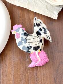 1pc Western Cowboy Polka Dot Chicken Shaped Hair Claw Clip, Cute Unique Cartoon Hair Clip, Novel Women's Updo Hair Claw Clip - Multicolor - View 3