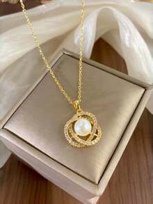 1pc Fashion Versatile Women's Niche Pearl Necklace - Luxurious Women's Charming Jewelry, Suitable For Daily And Party Wear - Multicolor - View 7