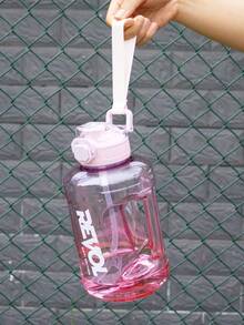 1pc 1600ml Plastic Water Bottle With Straw, Large Capacity Reusable Water Bottle With Handle And Leak-Proof Lid, Suitable For All-Day Hydration, Fitness And Outdoor Use, Gift Set - Baby Pink - View 4