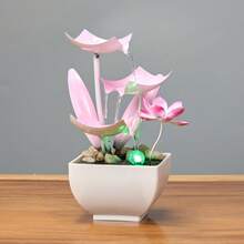 1pc 3-Tier Premium Pink Desktop Office Water Fountain, Indoor Recirculating Small Tabletop Fountain, Luxury Decor Style Ornament, Cat Gift - 888 - View 5