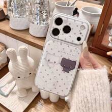1件波點黑白天使貓大窗手機殼，適用於Apple 17 Pro Max、16銀色邊框、15康寧殼、11軟殼保護殼，大窗銀色邊框防摔全覆蓋鏡頭手機殼 - 彩色 - 查看 4