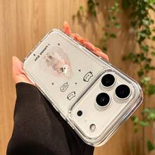 新款手机壳:适配 iPhone17 16 15 14 13 12 11 proPro Max系列 可愛い犬と猫のイラスト ポムポム犬がバッグの中 - クリア - チェックする 2