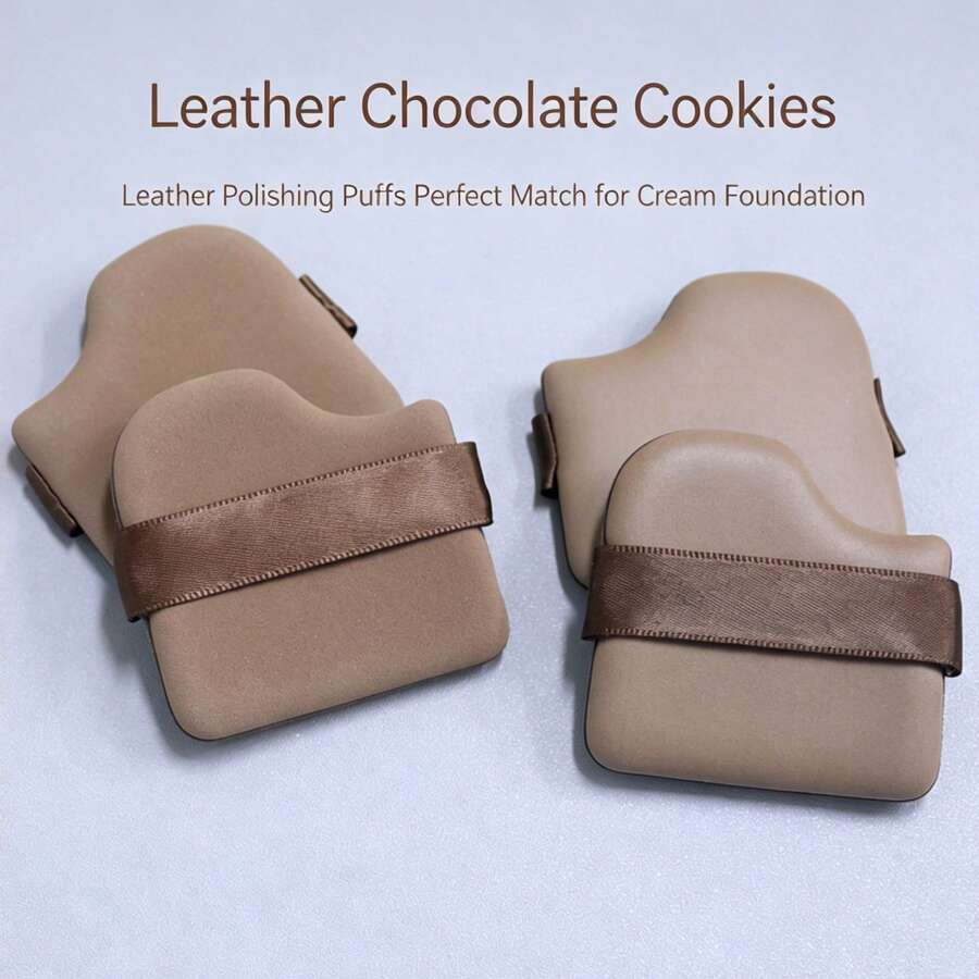 Chocolate Cookie Makeup Powder Puff Cushion Puff Small Slippers Makeup Concealer Setting Powder Puff Leather Surface Water-Resistant Large Puff - Multicolor - View 1