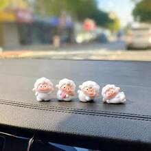 6 piezas Adorno creativo y lindo de oveja para salpicadero de coche, escritorio, pantalla de ordenador, accesorios de decoración DIY para interior de coche, oficina y escritorio - Linda ovejita - Ver 4