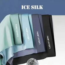 [Success 2026] 4 Pcs Boxer Shorts Ice Silk Underwear For Men Breathable Male Briefs Sexy Thin Panties U-Shaped Convex Lingerie Wholesale Lots L-6XL - 藍色 - 查看 1
