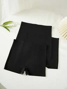 Women's 3-Piece Set Of Solid Color Anti-Exposure Shorts - Grey - View 1
