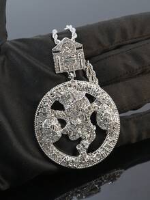 European And American Hip Hop Money Bag Boy Full Rhinestone Pendant Necklace, Rhinestone Letter Men's Personalized Necklace Accessory, Paired With 3mm Twisted Chain Necklace, Men's Versatile Accessory - pendant necklace - View 6