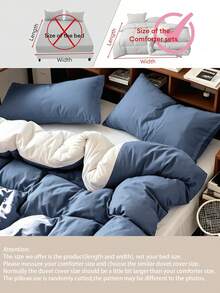 3Pcs Fashionable Dual-Tone Solid Color Duvet Cover Bedding Set, Soft And Breathable, Wrinkle-Resistant, Full Size (1 Duvet Cover + 2 Pillowcases, No Filling) Suitable For All Seasons, Soft And Comfortable, Ideal For Dorm Students, Home Bedroom Bedding, Guest Room Use, With Zipper Closure And Pillowcases, Multi-Color Soft And Durable, Extra Large Bedding, Extra Large Duvet Cover Set Suitable For Room Decor, Travel And Dorm (Boys/Girls) - Blue and White - View 6