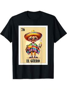 Men's Funny "El Guero" Mexican T-Shirt - El Guero, Ideal For Birthdays, Parties And As A Gift Idea For Cinco De Mayo - Soft And Breathable Crew Neck T-Shirt - 黑色 - 查看 1