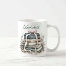 Taza de café de cerámica de 11 onzas para amantes de los libros - Aislada, reutilizable, lavable a máquina, con un diseño literario con libros y patrones florales, lo que la convierte en el regalo perfecto para bibliófilos, apta para bebidas frías o calientes - Imagen 1 pieza - Ver 3