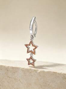 1pc Fashionable Luxury Star Cubic Zirconia Navel Ring, Body Piercing Jewelry For Women, Party Accessory - Star - View 6
