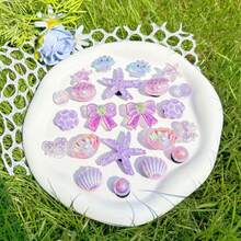 22pcs Purple Bow, Starfish, Shell Detachable Shoe Charms, Shoe Buckles, DIY Shoe Accessories, Fashionable And Elegant, Suitable For Perforated Sandals, Slippers, Perfect As Holiday Gift - Purple - View 5