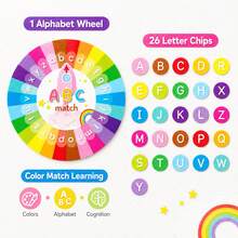 Quixorblex 1 Set Rainbow ABC Letter Matching Felt Pieces, Montessori Colorful Round Letter Cards, Teacher Teaching Aid Learning Supplies, Classroom Learning Home Practice Back To School - Multicolor - View 9