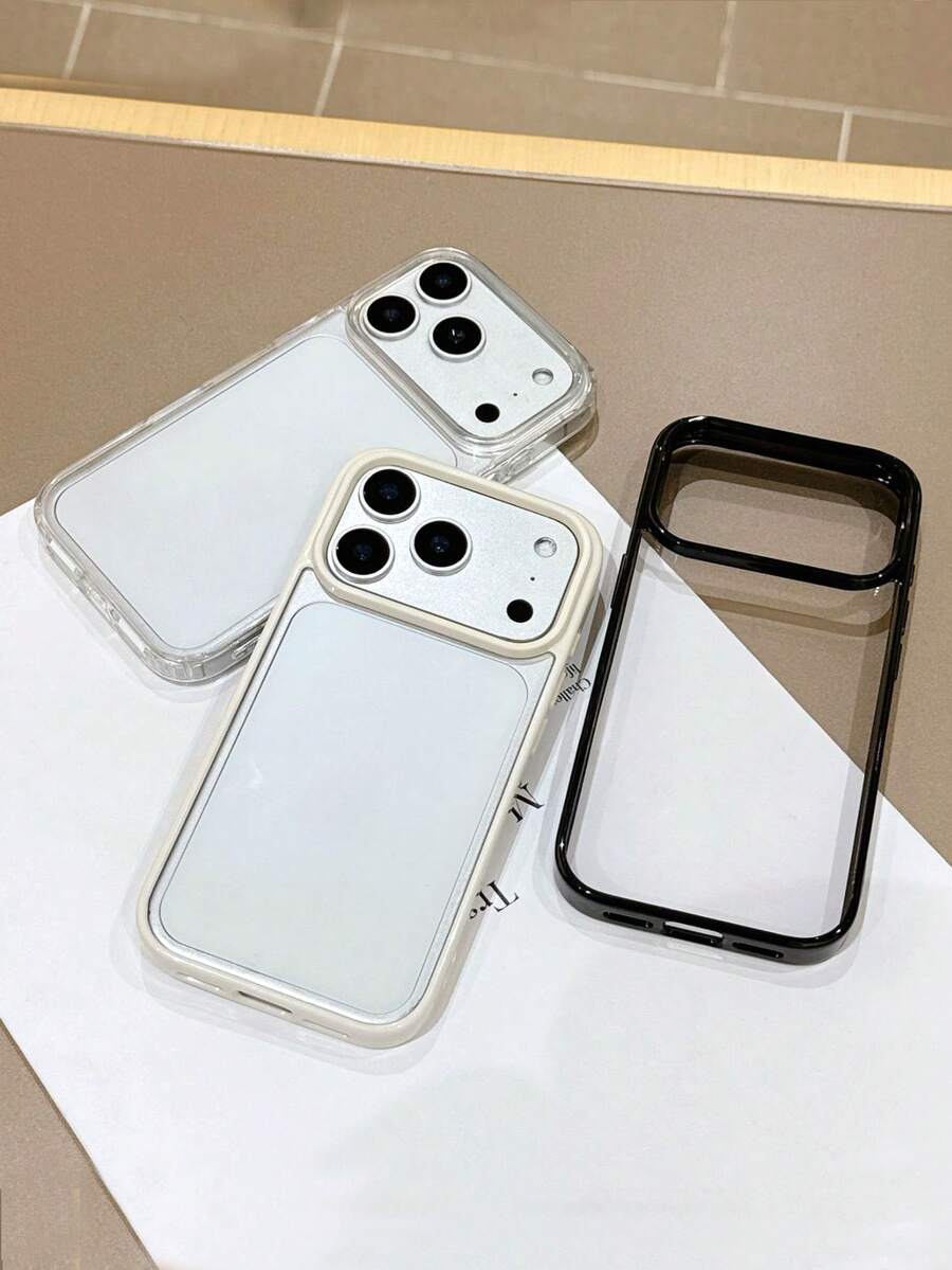 3pcs Set [Black + White + Transparent] Acrylic Material Colorful Edge Transparent Hard Phone Case Compatible With IPhone 17 Pro Max/17 Pro/17/16 Pro Max/16/16 Pro/16 Plus/15/15 Pro Max/15 Pro/15 Plus/11/12/13/14 Pro Max/12 Pro/12 Pro Max/13 Pro/13 Pro Max/14 Pro/14 Pro Max/14 Plus, Ins Style High-End Feel