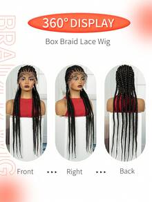 A ANYTIME Peluca de Dreadlocks Largos Africanos de Moda Trenzados a Mano de Encaje Completo de Alta Gama - Negro - Ver 9
