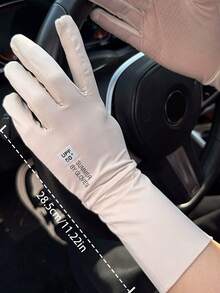 1 Pair Women's Ice Silk UV Protection Gloves, Summer Anti-UV, Non-Slip, Extended Wrist, Thin Style For Driving And Cycling - A - View 5