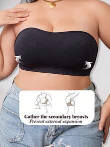 2pcs Plus Size 1XL-4XL Strapless Criss-Cross Back Side Buckle Lining Non-Slip Removable Strap Bra - Multicolor - View 4