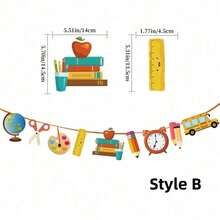 Back To School Welcome Banner Set, Colorful Apple Pencil Flag Garland, First Day Of School Classroom Wall Decor Teacher Party Supplies - Multicolor - View 7