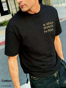 Amore Pasta & Wine Design Men's Slim Fit T-Shirt, Vacation Travel Beach, Daily Gathering - Hitam 2 - View 5