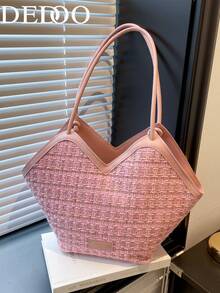 Dedoo Textured New Handbag European And American Style Versatile Shoulder Bag Fashionable Design (Scarf Pattern, Style And Color Randomly Shipped) - Pink - View 1