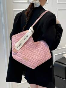 Dedoo Textured New Handbag European And American Style Versatile Shoulder Bag Fashionable Design (Scarf Pattern, Style And Color Randomly Shipped) - Pink - View 4