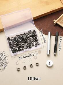 100pcs Eyelet Tool Set With Washers, Metal Grommet Punch, Includes Puncher And Punch Head, Suitable For DIY Leather Craft Repair, Shoes, Bags, Clothing, Belts, Etc., 6/8/12mm - View 2