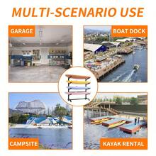 80''H Freestanding Kayak Storage Rack – Holds 4 Kayaks, Heavy-Duty Adjustable Stand With Lockable Wheels For Kayak, Canoe, SUP & Surfboard, 45.87"W*28.94"D*80"H-XY932091 - Multicolor - View 11