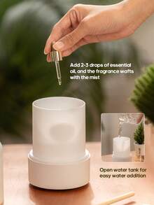 kinscoter 1 buah Diffuser Aroma Mini USB, Kapasitas 120ml, Ringkas & Portabel, Pelembap Udara Ultrasonik, Lampu Malam Berwarna Ringan, Diffuser Minyak Esensial, Cocok Untuk Kantor, Rumah, dan Hotel - Putih - View 3