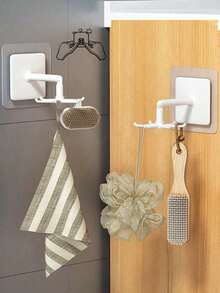 3/1 pieza Gancho giratorio para baño, gancho multifuncional de 6 garras, sin taladro sin adhesivo, uso en gabinete de plástico, estante de almacenamiento de utensilios de cocina expandible - Multicolor - Ver 6