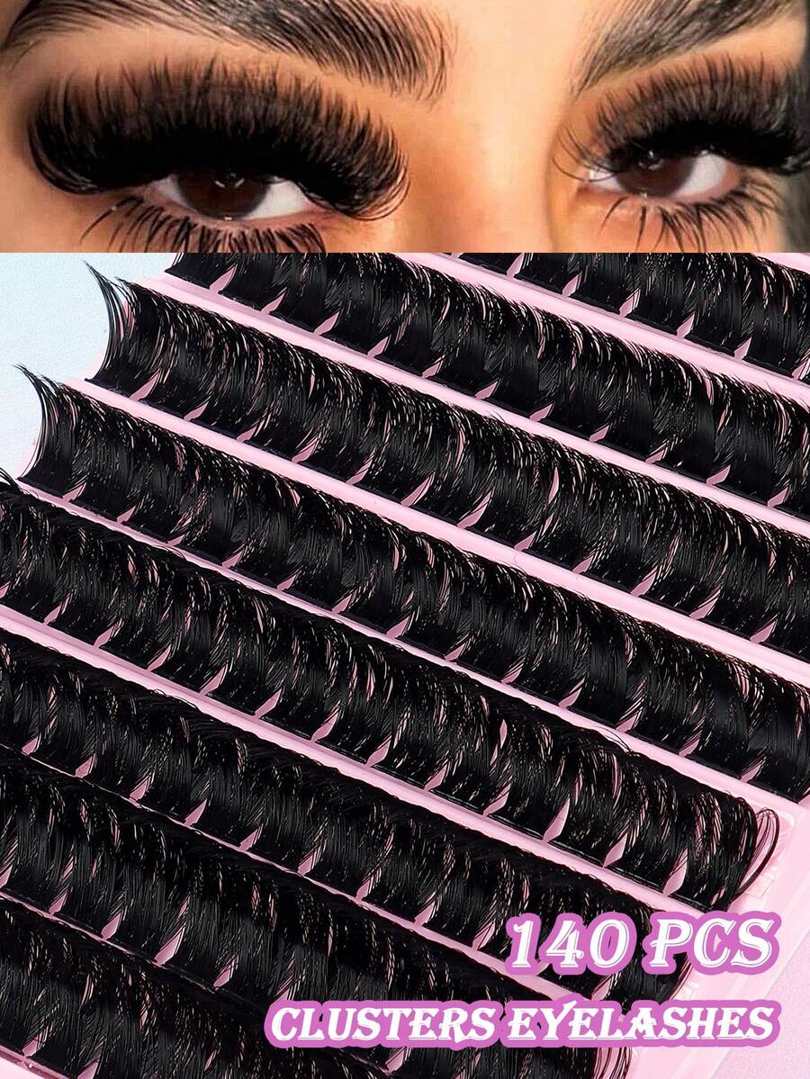 MAANGE 140 Clusters 160P Fluffy False Eyelashes, 8-16mm, Large Capacity, Anime-Style Lightweight Cluster False Eyelashes, Mixed Length, Cluster Eyelash Extensions, Thick And Voluminous Single False Eyelashes, Suitable For Home Use, Creating Thick, Fluffy And Natural Makeup, DIY Home Makeup, Large Capacity Single Eyelash Book, False Eyelashes, Eyelash Clusters, Eyelashes, Fluffy Eyelashes - Black - View 1