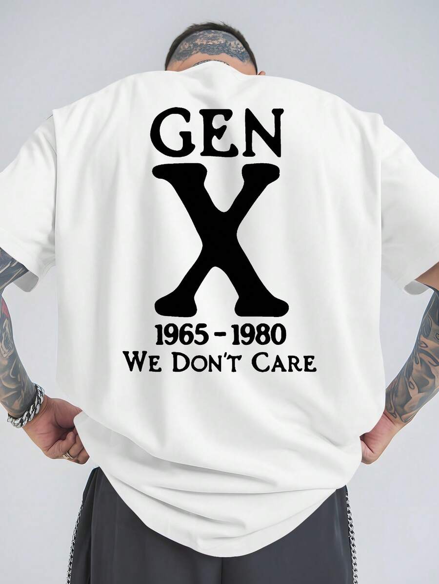 Summer Outdoor Sports T-Shirts For Generation X, Featuring Casual Large Sizes, Stylish Prints For Men, Relaxed Fit, Versatile Round Neck Design - 白色 - 查看 1