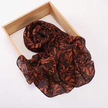 Spring/Summer New Lightweight Faux Pearl Chiffon Scarf With Leaf And Polka Dot Digital Print, Soft And Breathable Modest Headscarf Hijab Scarf Shawls - Multicolor - View 12