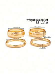4 piezas de pulseras de estilo punk minimalista vintage, adecuadas para mujeres, conjunto de regalo de joyería de belleza eterna, para uso diario. Nota: la superficie de metal puede tener ligeros arañazos. - Dorado - Ver 4