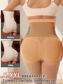 Women's High Waist Tummy Control Shaping Panties, Fitness Waist Cincher, Butt Lifting Shaping Pants - Bronze - View 2