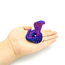 Realistic Movable 3D Printed Cobra Snake, Multi-Color Gradient Full Body Coiling Creative Desktop Decor Stress Relief Toy, Niche Collectible Sculpture Figurine, Random Color - Multicolor - View 5